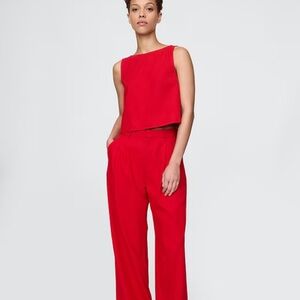 GAP Vibrant Red Wide Leg Linen Pants